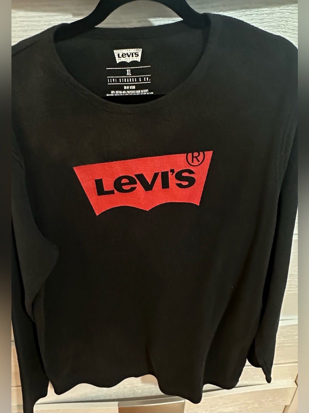 Levi's Black Long Sleeve Tee with Red Logo